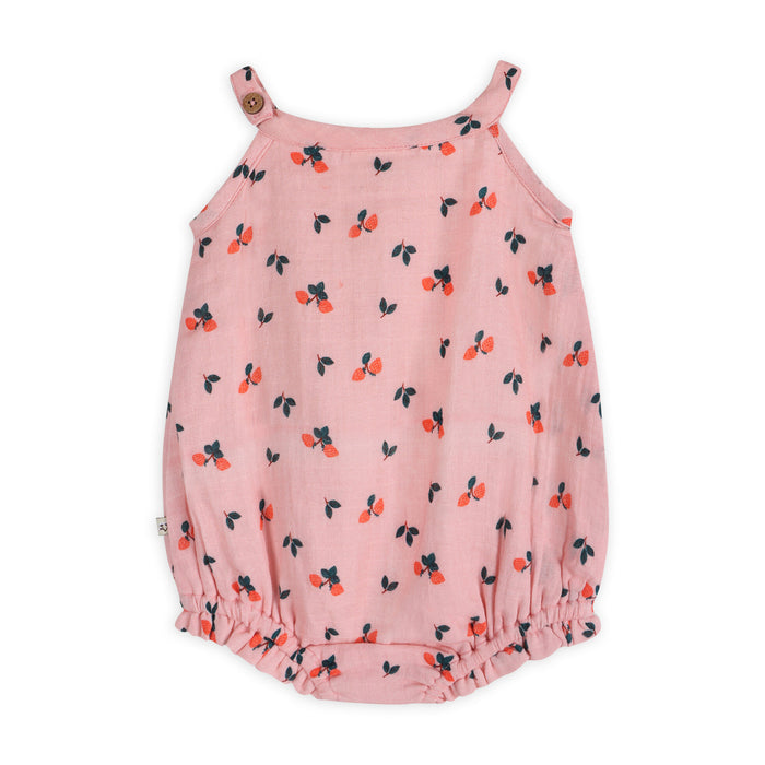Strawberry Baby Romper Back (Organic Muslin)
