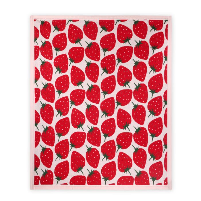 Strawberry Fields - Organic Cotton Jacquard Knit Baby Blanket