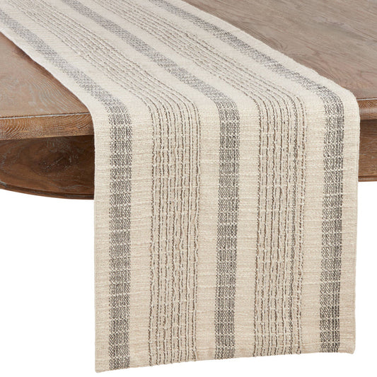 Striped Woven Runner - Neutral Colors: Ivory / 16"x120"