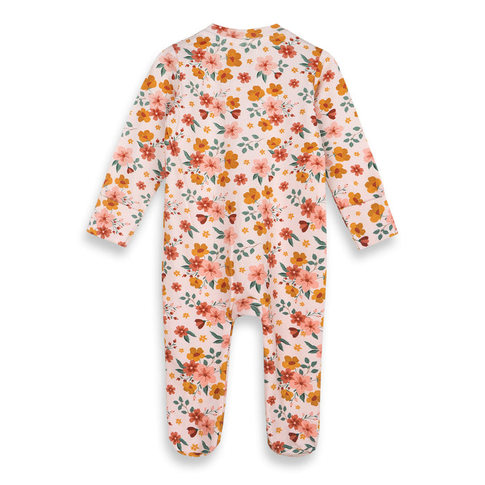 Summer Floral Zipper Baby Footie (Organic Jersey)