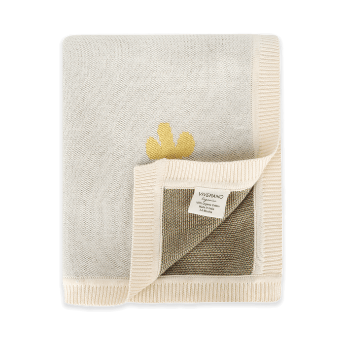 Sunny Farm - Organic Cotton Jacquard Knit Baby Blanket (Fold)