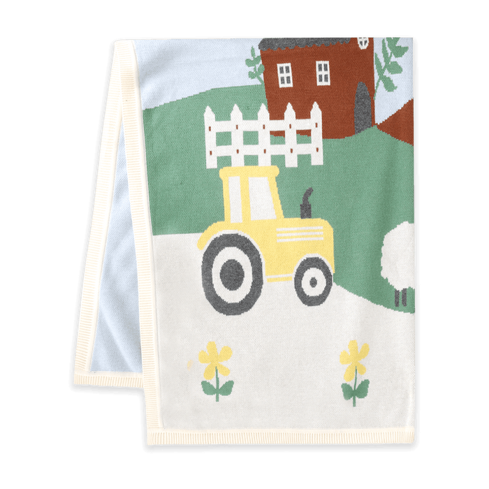 Sunny Farm - Organic Cotton Jacquard Knit Baby Blanket (Folded)