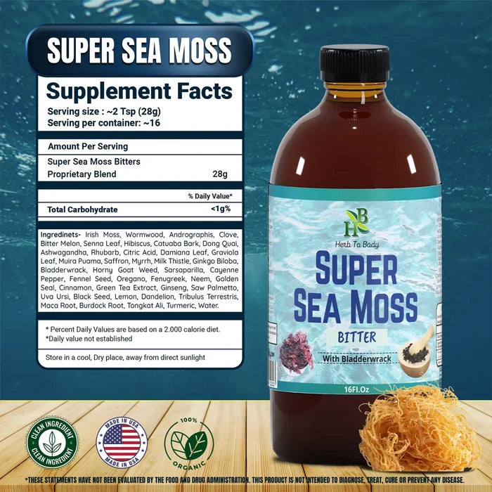 Super Sea Moss Bitter - Herbal Tonic - 16oz Bottle