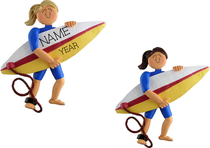 Surfer Girl- Personalized Christmas Ornament