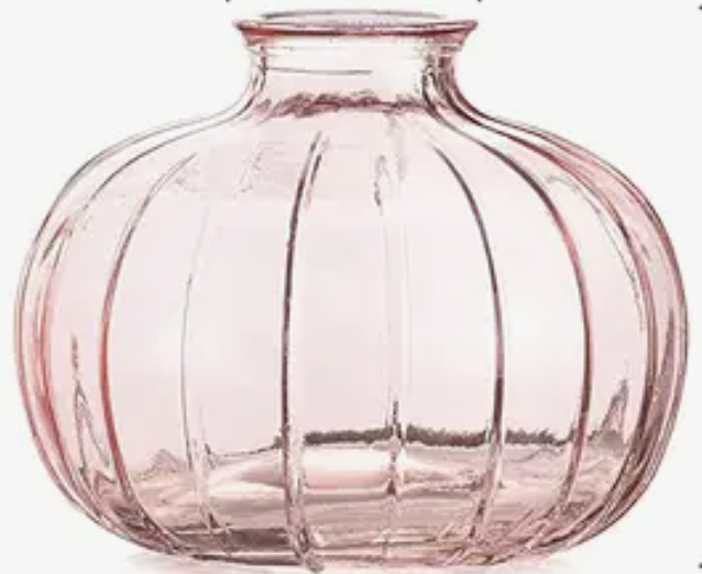 Sweet Home Deco - Pleated Glass Bud Vase, Small Glass Vases, Pink
