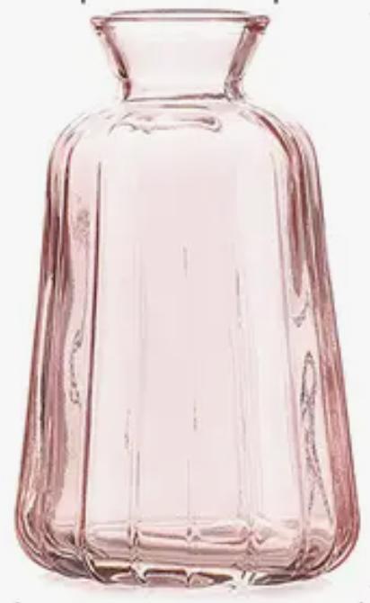 Sweet Home Deco - Pleated Glass Bud Vase, Small Glass Vases, Pink