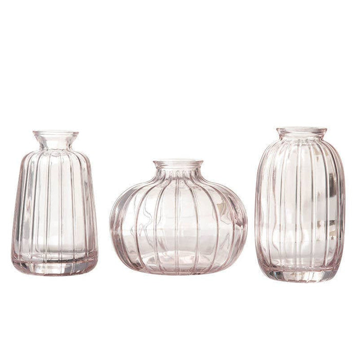 Sweet Home Deco - Pleated Glass Bud Vase, Small Glass Vases, Pink
