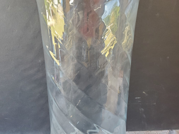 Tall Clear Glass Swirl Vase