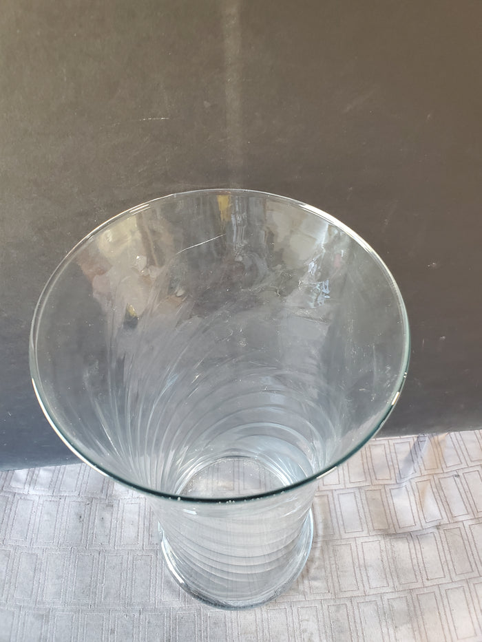 Tall Clear Glass Swirl Vase