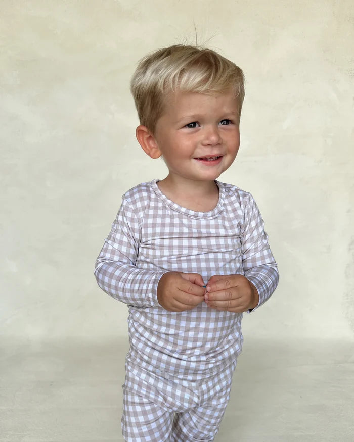 Taupe Gingham Two Piece