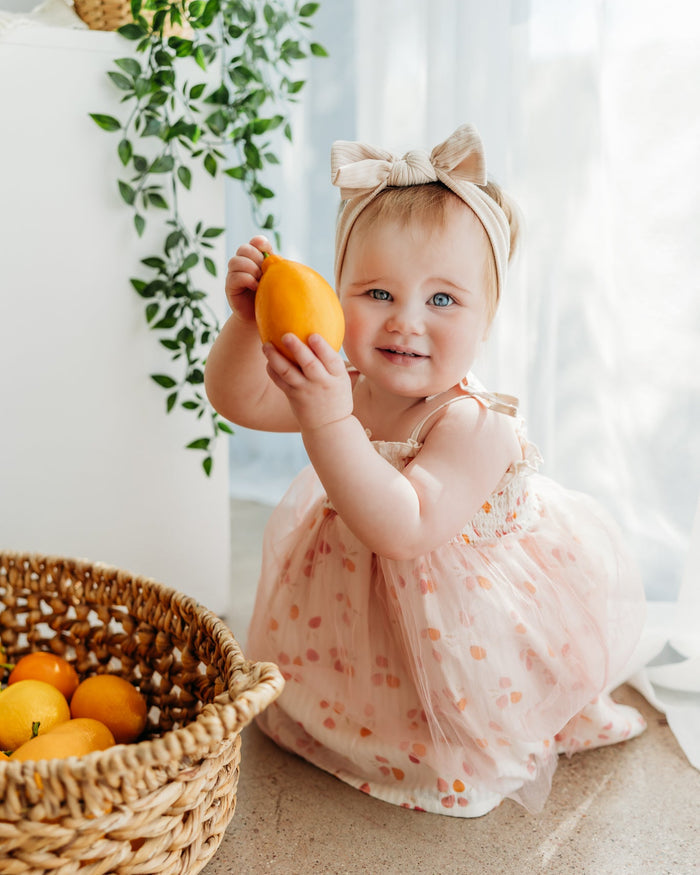 Taya Fruit Smocked Baby Tutu Dress + Bloomer (Organic Cotton)