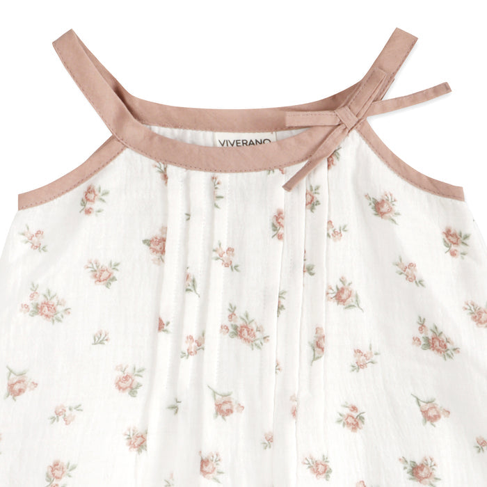 Tea Rose Floral Baby Dress Detail (Organic)