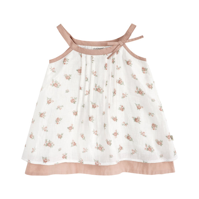 Tea Rose Floral Baby Dress Front (Organic)