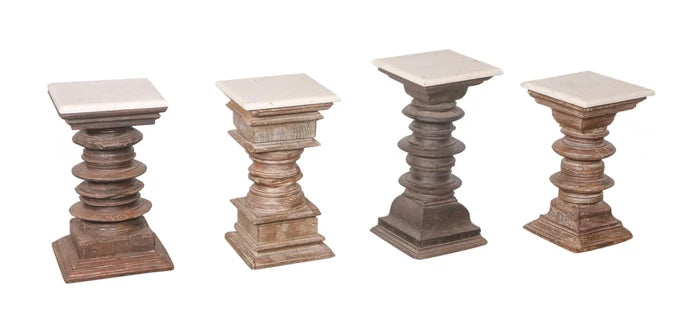 Teak/Marble Stool: Product View