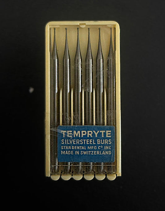 Tempryte 33.5 Inverted Cone Silver Steel Burs – 0.6mm Precision Set (12-Pack)