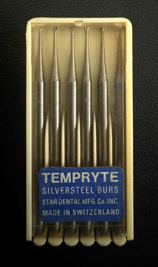 Tempryte 35 Silver Steel Inverted Cone Burs – 1.0mm Precision Flat-Floor Tips-12 pk(2 pks of 6)