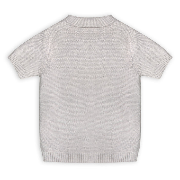 Tennis Collar & Stripe Knit Top & Shorts Set (Organic Cotton)