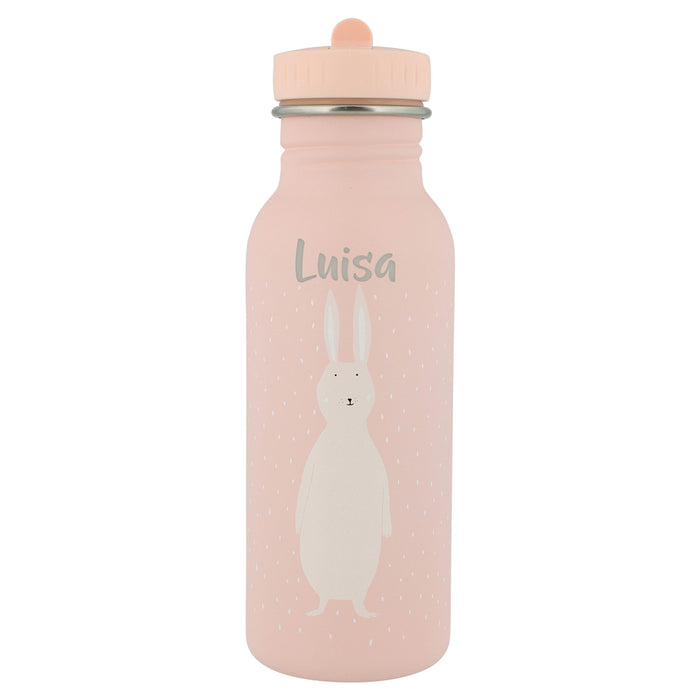 Rosa Trixie Kinder-Trinkflasche Frau Hase 500 ml aus Edelstahl – robuste Flasche mit Hasenmotiv für Kindergarten und Ausflüge