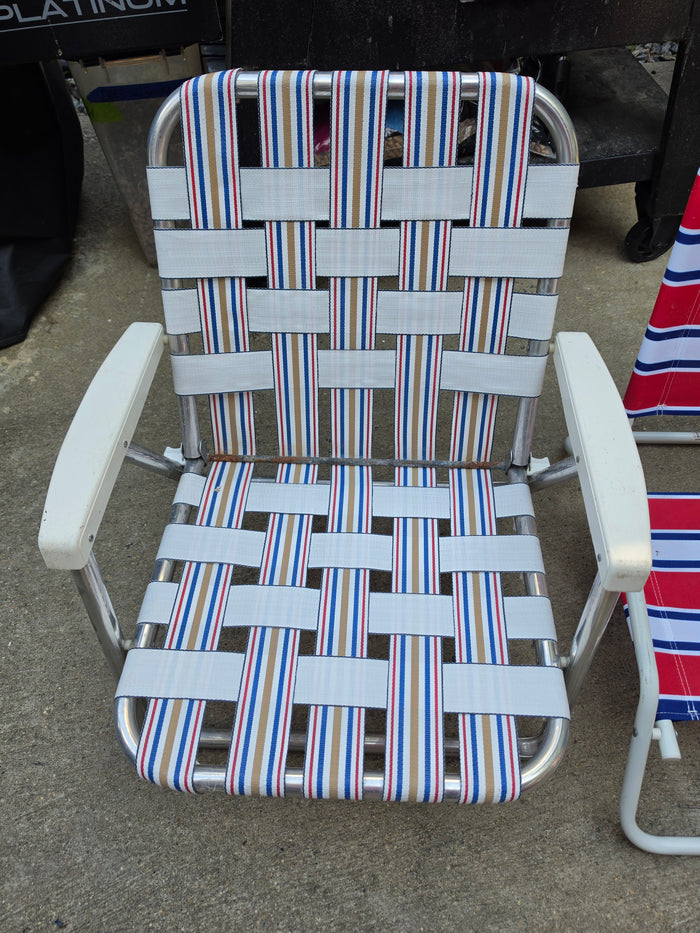 Two Low Folding Beach Chairs