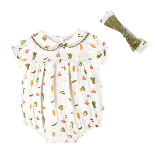 Veggies Baby Bubble Romper & Headband (Organic Jersey)