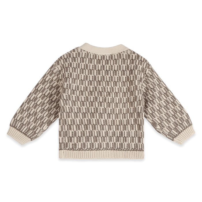 Organic Cotton Walter V-Neck Chunky Knit Baby Cardigan, Back