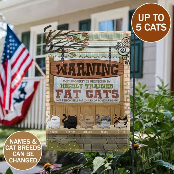 Warning This Property Is Protected By Cats - Personalized Cat Garden Flag