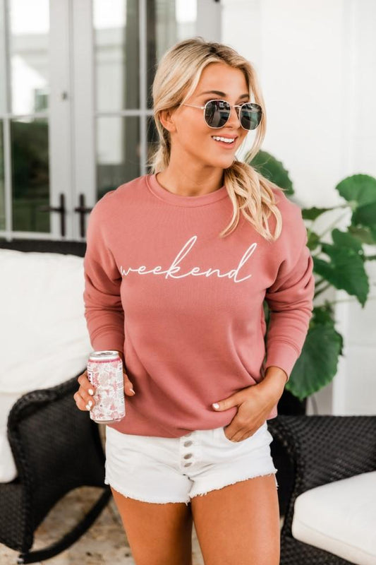 Weekend Script Mauve Sweatshirt