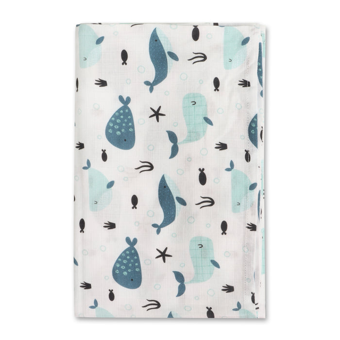 Whales Floral Baby Swaddle Blanket (Organic Muslin)