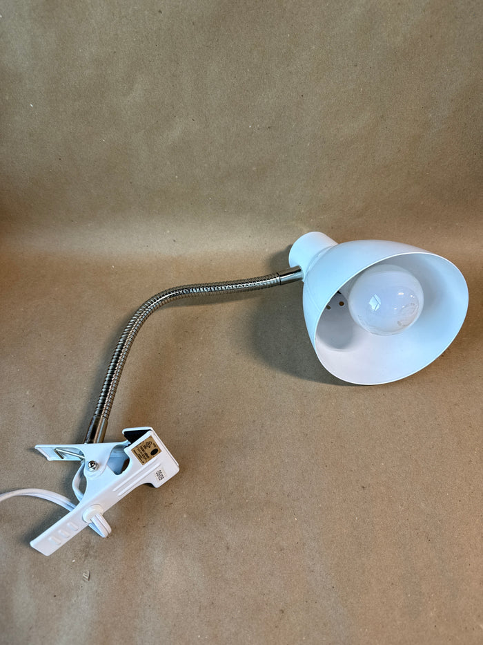 White Metal Table Clip On Lamp WORKS