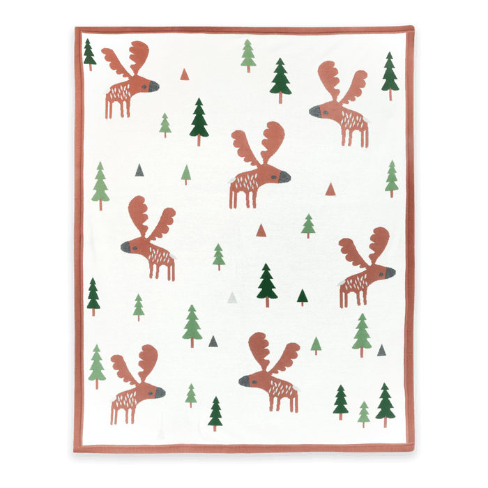 Wild Moose - Organic Cotton Jacquard Knit Baby Blanket (Flat)