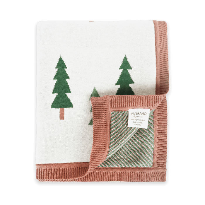 Wild Moose - Organic Cotton Jacquard Knit Baby Blanket (Fold)