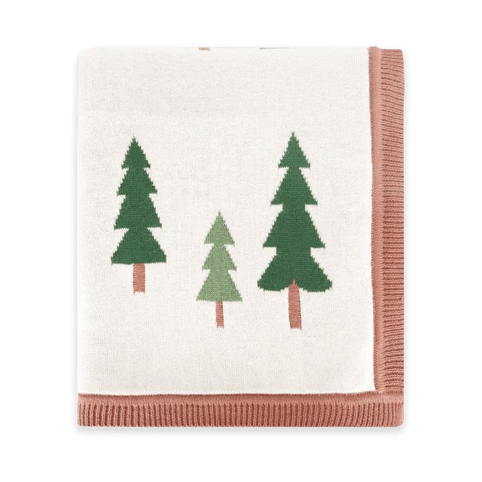 Wild Moose - Organic Cotton Jacquard Knit Baby Blanket (Folded)