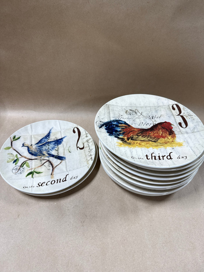 Williams Sonoma 12 Days Of Christmas Salad Plates - Complete Set