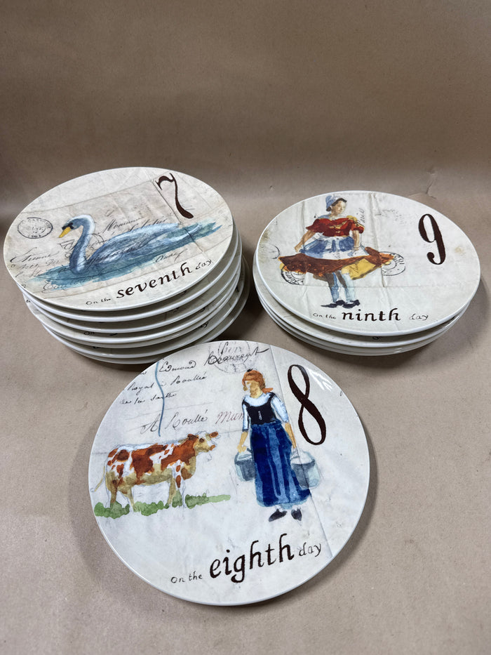 Williams Sonoma 12 Days Of Christmas Salad Plates - Complete Set