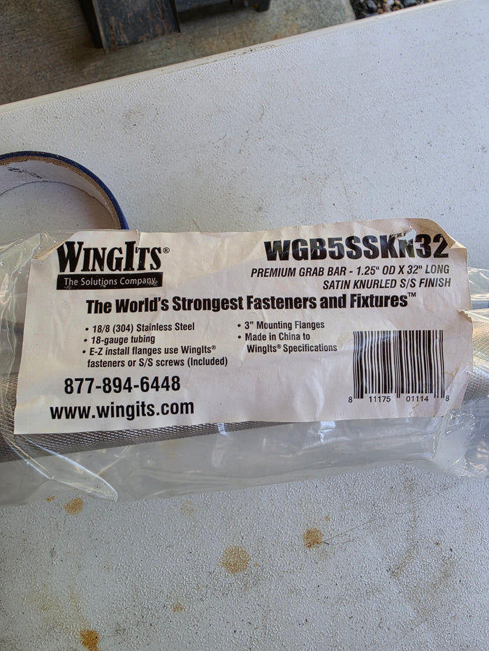 WingIts Stainless Steel Satin Knurled Grab Bar