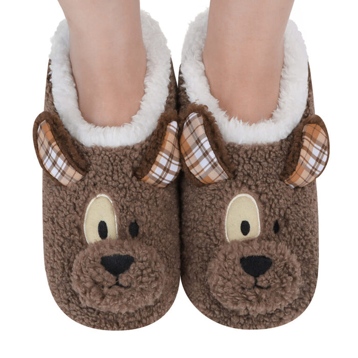 Women's Brown Puppy Barnyard Buddies Snoozies - Foot Coverings