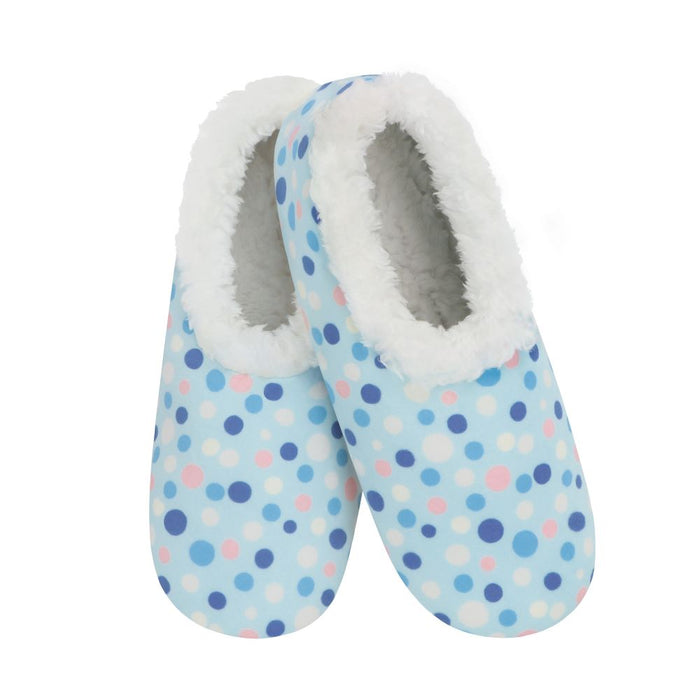 Women's Light Blue Dots Snoozies - Foot Coverings