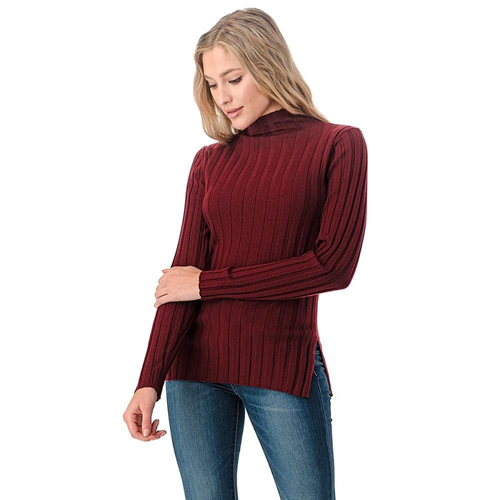 Women's Wool Long Sleeve Mock Neck Sweater - foxberryparkproducts