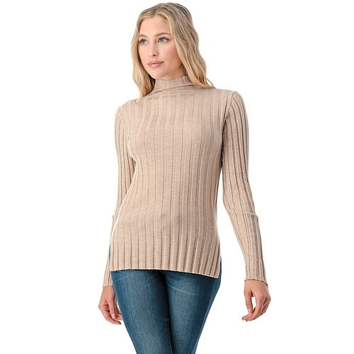 Women's Wool Long Sleeve Mock Neck Sweater - foxberryparkproducts