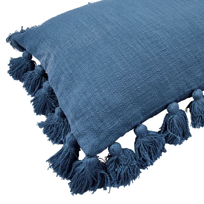 Woven Cotton Slub Lumbar Pillow w/ Tassels