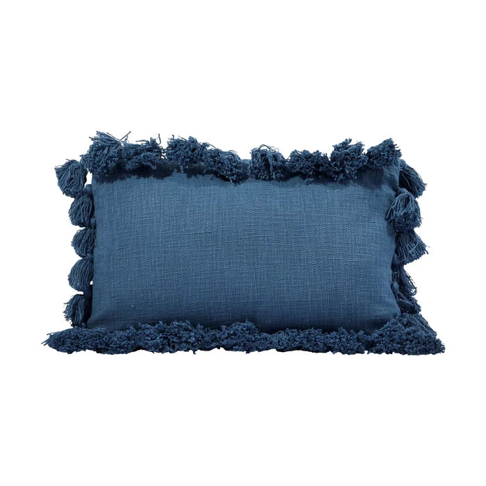 Woven Cotton Slub Lumbar Pillow w/ Tassels