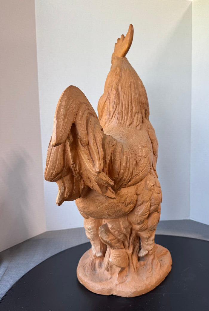 XL Italian Carved Terra Cotta Clay Rooster